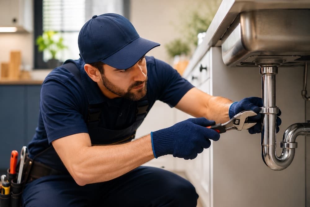 Electrician inspecting panel